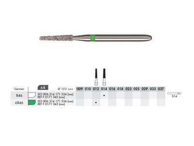 Diamant - dlouhý kónus FG (6ks)