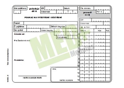 Poukaz na vyšetření - ošetření A5 NCR, blok