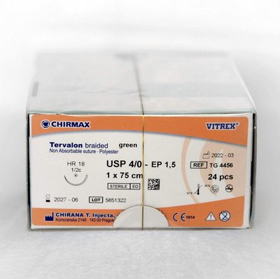 TERVALON braided HRT 17, 1,5 EP - 4/0 USP, 1 x 45 cm, 24 ks