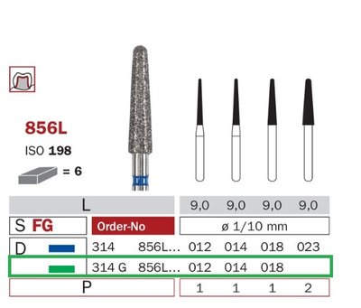 Diaswiss 856L zelená, 6ks/balení - 012 mm