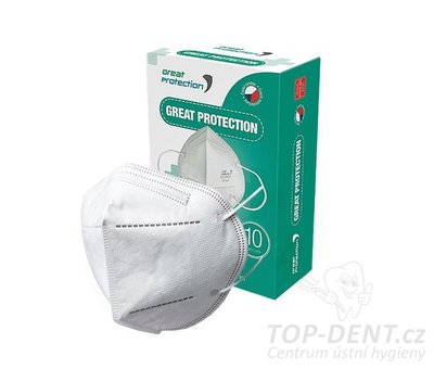 Great Protection respirátor 4 vrstvý třída ochrany FFP2 (bílý), 10ks