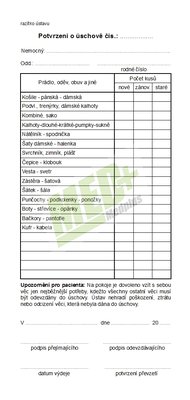 Potvrzení o úschově, blok