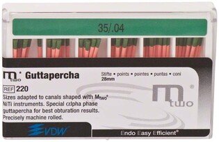 Gutta-percha M TWO 04/35 zielona VDW 60szt/opak. 28mm