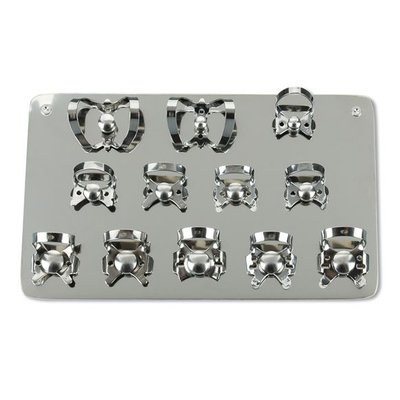 Fit Kofferdam spony sada - destička s dvanácti sponami