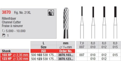 Edenta Lab 3870 - TC nástroje, Channel Cutter - 1 ks