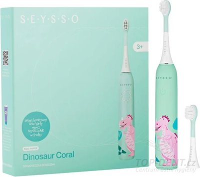 SEYSSO KIDS Dinosaur Coral sonický zubní kartáček od 3 let (růžový)