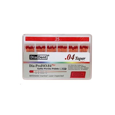 Kalibrované gutaperčové čepy 025 DiaDent 0,4, 60 ks
