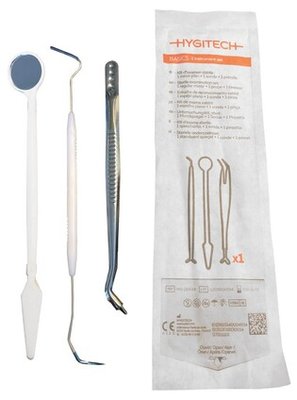 Zestaw sterylnych instrumentów HYGITECH (lusterko+pęseta+zgłębnik) Basics Sterile examination set (3 instrumenty)