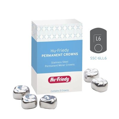 Nerezové korunky Hu-Friedy L-R Permanent #6 SSC-6LR6, 5ks