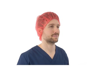 Čepice z netkané textilie, BARET, 100 ks, červená - Velikost: XXL (61 cm)