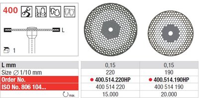Edenta Lab 400 - diamantové sieťované kotúče - 1 ks