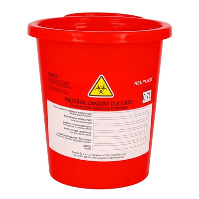 Pojemnik na odpady medyczne czerwony 0,7 l