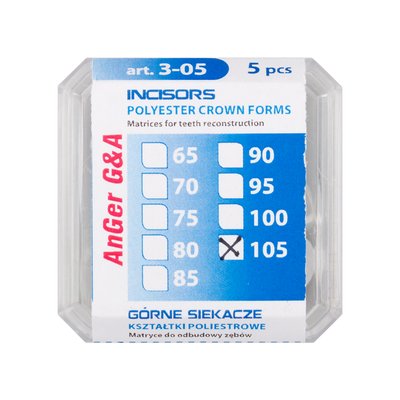 Korony poliestrowe siekacze górne 5 szt. AnGer