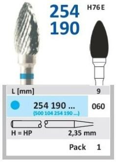 HORICO tvrdokovová fréza - vajíčko 6,0 mm