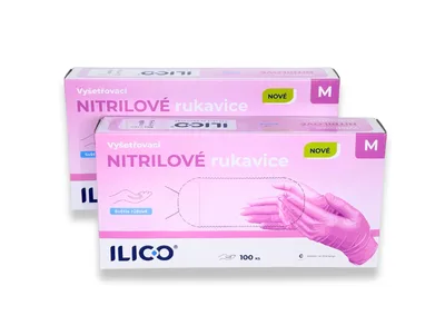 ILICO Nitrilové rukavice - růžové - XS