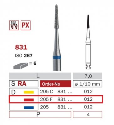 Diaswiss 831, červená, 6ks/balení - 012 mm