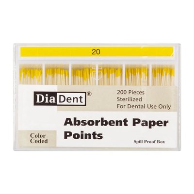 Papír.čepy DiaDent 020 kalibrované, kón. 2%