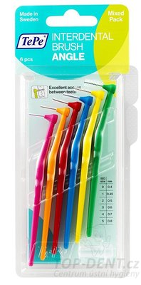 TePe ANGLE 0-5 mezizubní kartáčky MIX (0,40 - 0,80 mm), 6ks