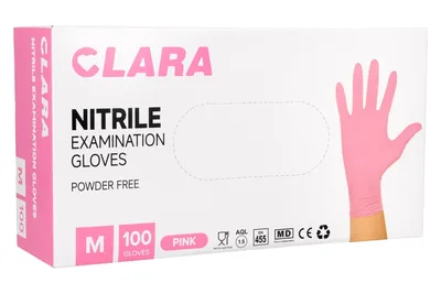 Rękawiczki nitrylowe różowe Clara 100 szt. - M