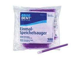 Omni Speichelsauger - Packung 100 Stück feste Kappe blau