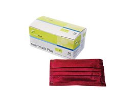 smartmask Plus - Packung 50 Stück latexfrei, 4-lagig, weinrot