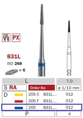 Diaswiss 831L modrá, 6ks/balení - 012 mm