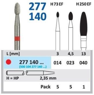 HORICO tvrdokovová fréza - vajíčko 1,4 mm
