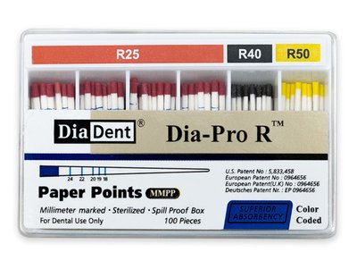 DiaDent Dia-Pro R - Papírové čepy pro Reciproc, sada 025-050