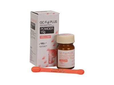 GC Fuji Plus - fixační cement, 15g prášek žlutý