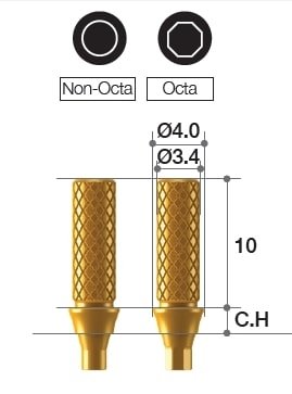MEGAGEN BD Temporary Abutment ø3.0 - NC, C.H=2, Non-Octa