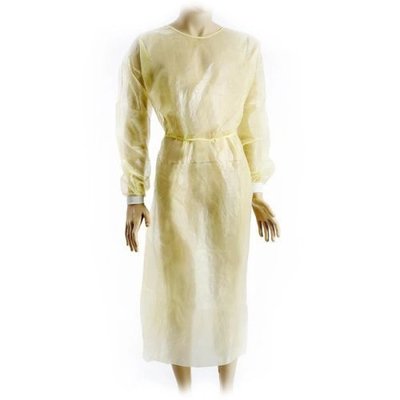 Plášť návštěvnický s gumičkou na rukávech, žlutý, izolační, 10 ks