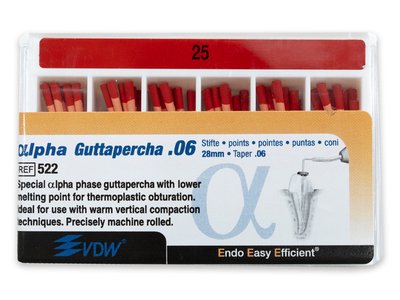 VDW Alpha - Gutaperčové čepy .06, vel. 025