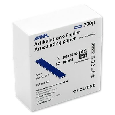 Artikulační papír Hanel 18x50mm, modrý, 200µ