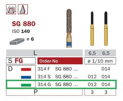 Diaswiss SG 880 zelená, 6ks/balení - 016 mm