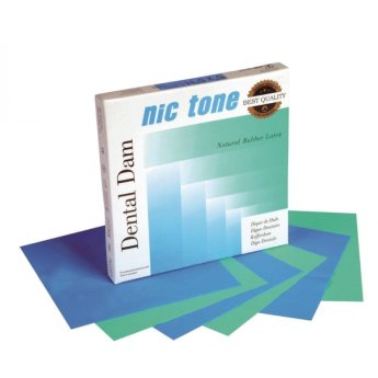 NIC TONE kofferdam latex, modrý, 15,2 x 15,2 cm, tenký, 36 ks