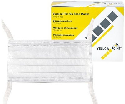 YELLOW POINT ochranné roušky se zavazováním, bílé