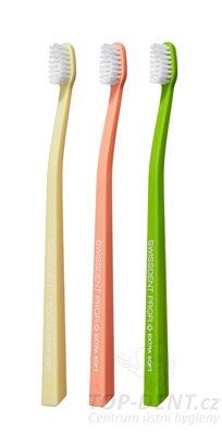 Swissdent Gentle zubní kartáčky TICINO 3v1 X-soft (sv. žlutá, sv. oranžo, sv. zelená), 3ks