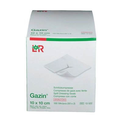Kompresy z gázy se založenými okraji Gazin sterilní 17/8vr. á 2 ks, 50 ks v balení - 10 x 20 cm