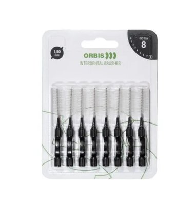 ORBIS mezizubní kartáček, 1,5 mm, barva černá, 8 ks