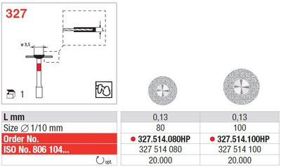 Edenta Lab 327 - CAD/CAM ZrO2 Restoration diamantové kotúče - 1 ks