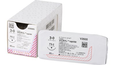 VICRYL™ RAPIDE - Packung 12 Stück ungefärbt, 75 cm, FS2, 3/8 Kreis, schneidend, 19 mm, USP 4/0