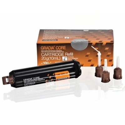 GC Gradia Core Refill - 20 g (10 ml). 20 x míchací koncovky. 20 x intraorální špičky.