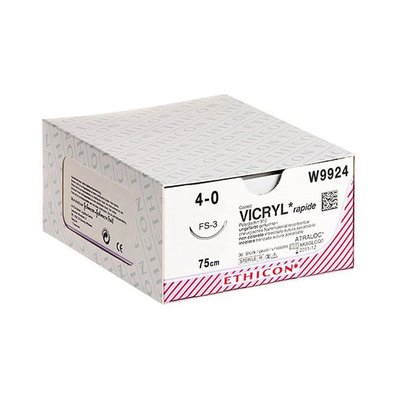 Coated Vicryl Rapide nebarvený 4/0, 75 cm FS-3 Conv, 12 ks
