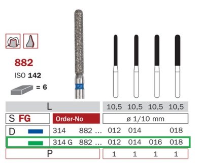 Diaswiss 882 zelená, 6ks/balení - 012 mm