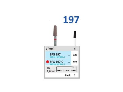 Sintrovaný diamant - kónus zakulacený, SFG197, průměr 2,5mm, normal