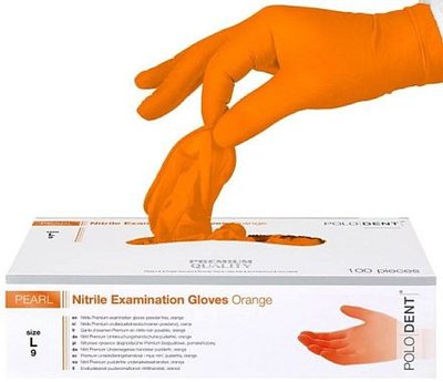 Polodent Pearl nitrilové rukavice oranžové L