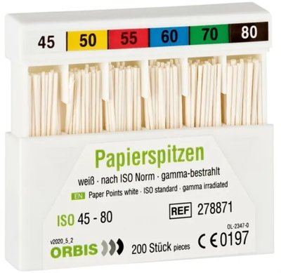 ORBIS papírové čepy bílé ISO 045-080 200 ks