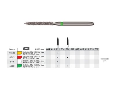 Diamant - zakulacený cylindrický FG (6ks)