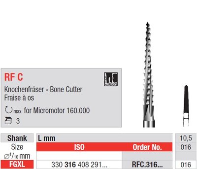 Edenta RF C - chirurgický oceľový nástroj, Lindemann bone cutter - 3 ks