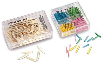 Dřevěné klínky Polydentia žluté 100 ks